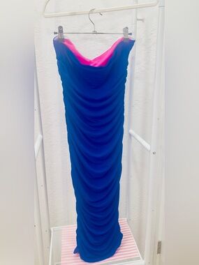 Royal Blue Ruched Strapless Gown